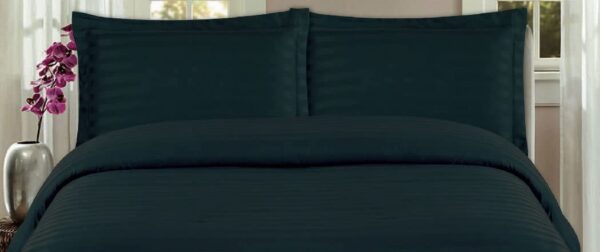 DreamSpace Damask Stripe Duvet Cover and Pillow Sham Set Twin, Black
