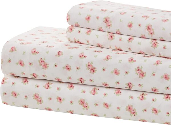 Modern Threads Soft Microfiber Printed Sheets - Luxurious Microfiber Bed Sheets - Includes Flat Sheet, Fitted Sheet with Deep Pockets, & Pillowcases Ivory King – Bild 4
