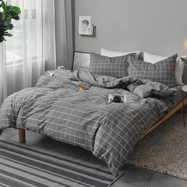 Nanko Queen Duvet Cover Set Gray, 3 Pieces 1200 TC Luxury Microfiber Down Comforter Quilt Bedding Cover with Zipper Closure, Ties - Organic Modern Style for...