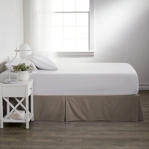 Linen Market Luxury Bed Skirt Pleated Bedskirt, Queen, Taupe,BC-BEDSKIRT-Queen-Taupe