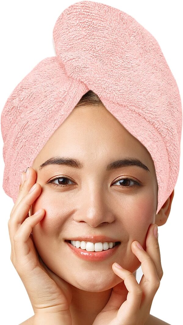 LUXTOGO Hair Turban - 100% Cotton - Premium Quality Hair Towel with Button and Elastic - Quick Drying Head Towel Turban - Super Absorbent Hair Towel Turban...