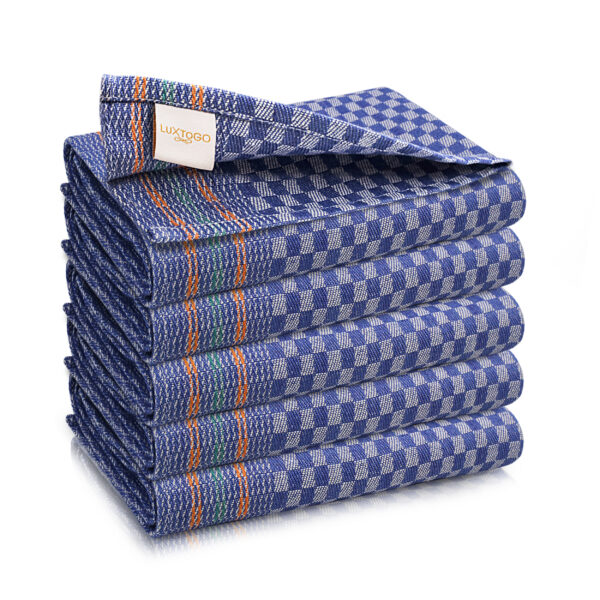 LUXTOGO - Square Kitchen Towels Checked Pattern - Blue Color (Set of 5 Pieces)