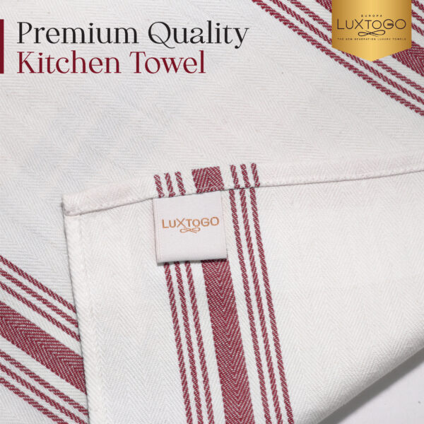 LUXTOGO - Kitchen Towels Herringbone Pattern - Red Color (Set of 10 Pieces) – Bild 4