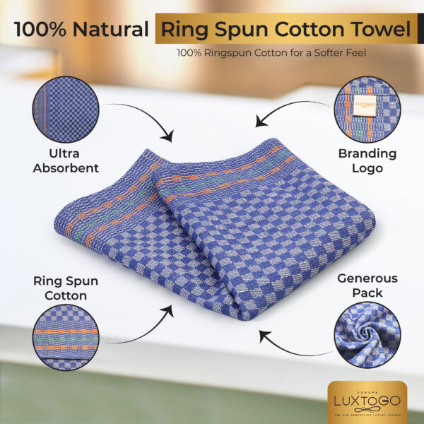 LUXTOGO - Square Kitchen Towels Checked Pattern - Blue Color (Set of 5 Pieces) – Bild 4