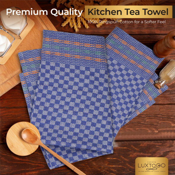 LUXTOGO - Square Kitchen Towels Checked Pattern - Blue Color (Set of 5 Pieces) – Bild 5