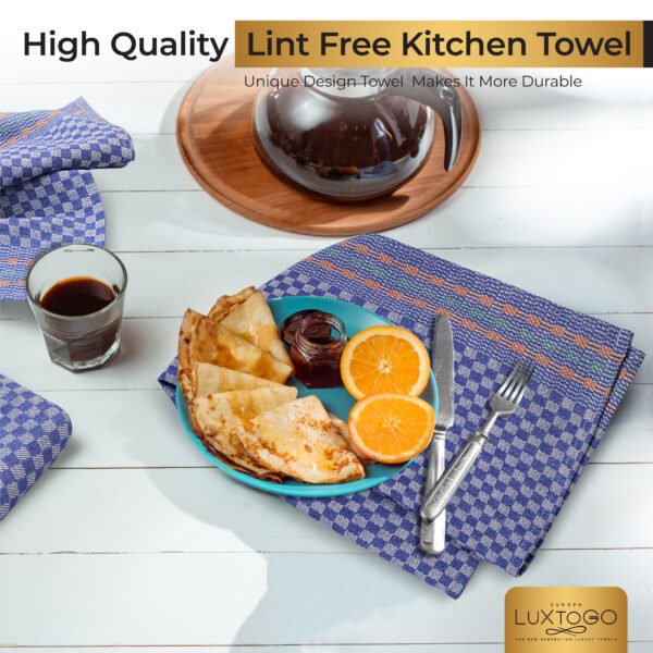 LUXTOGO - Square Kitchen Towels Checked Pattern - Blue Color (Set of 5 Pieces) – Bild 7