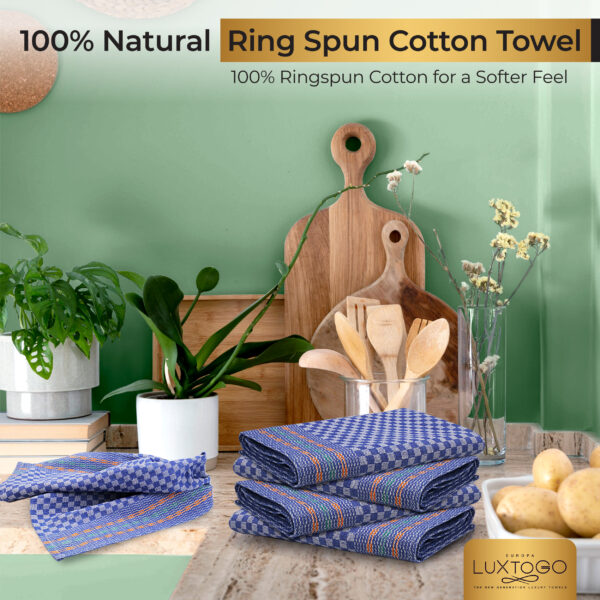 LUXTOGO - Square Kitchen Towels Checked Pattern - Blue Color (Set of 5 Pieces) – Bild 9
