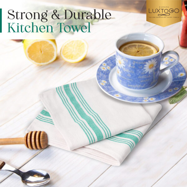 LUXTOGO - Kitchen Towels Herringbone Pattern - Green Color (Set of 5 Pieces) – Bild 9