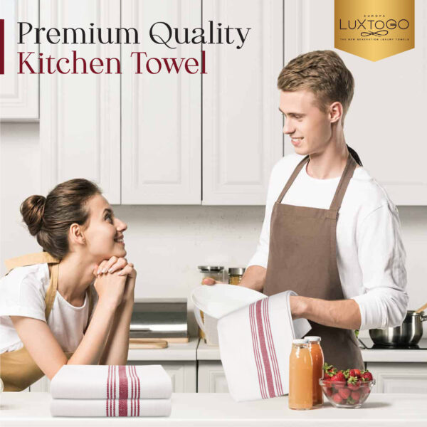 LUXTOGO - Kitchen Towels Herringbone Pattern - Red Color (Set of 10 Pieces) – Bild 10