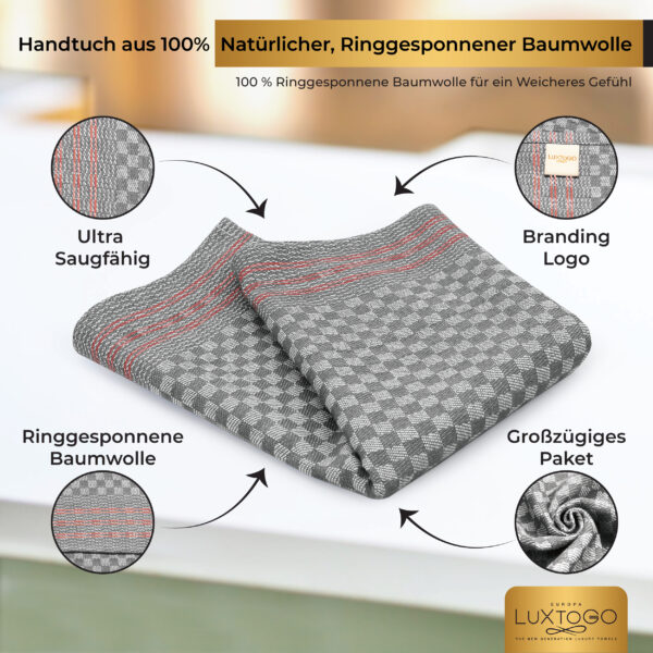 LUXTOGO - Square Kitchen Towels Checked Pattern - Grey Color (Set of 5 Pieces) – Bild 4